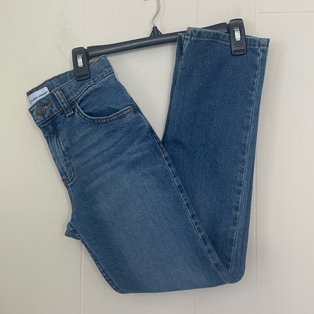 Wrangler Classic Straight Jeans Boys Size 10 Slim Medium Wash Denim Blue Stretch
